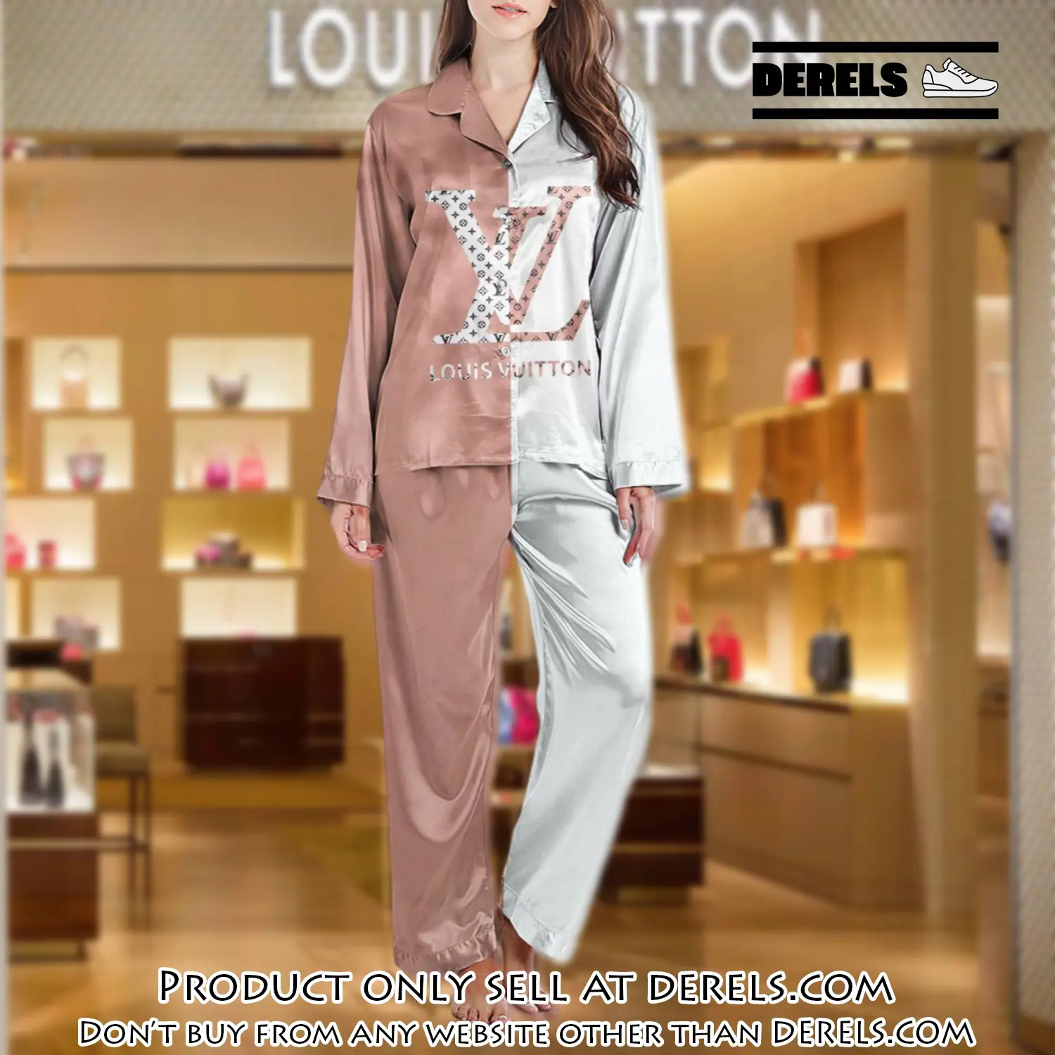 Lv monogram long satin pajama set pjs1024 dr3437758